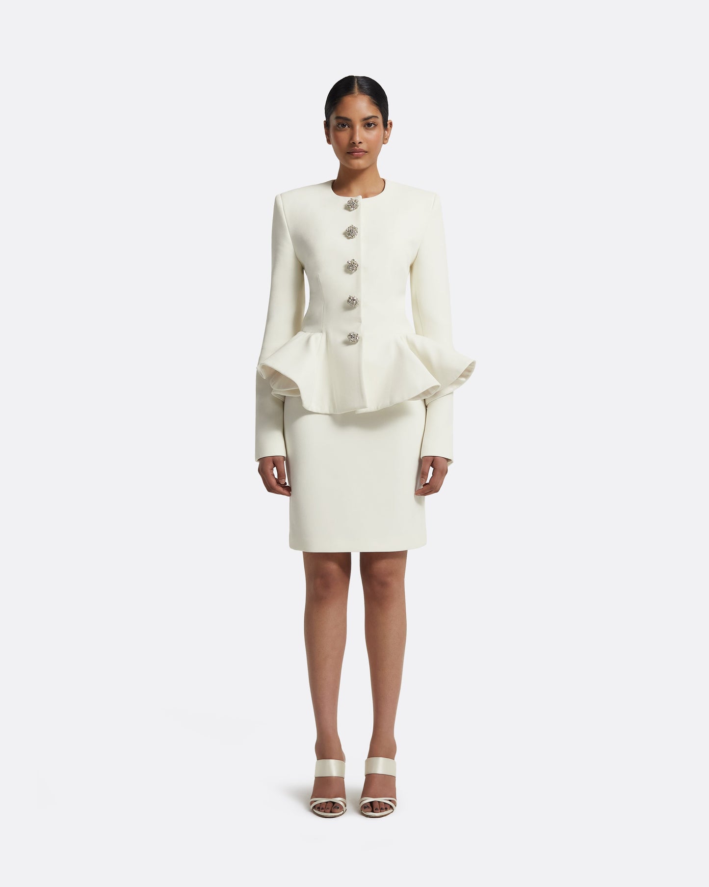 Tomomi Jacket in Ivory with Crystal