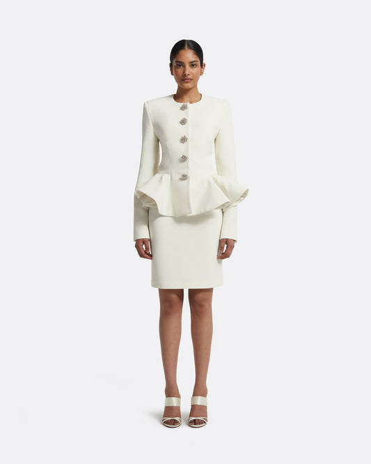 Tomomi Jacket in Ivory with Crystal