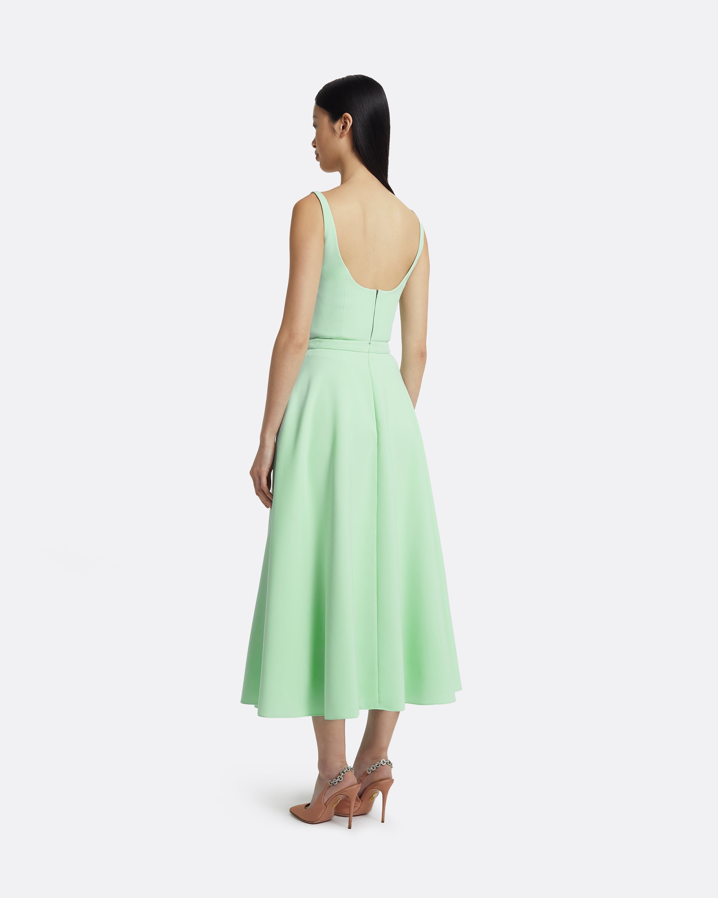 国内発| Safiyaa 刺しゅうベルト スリットスリーブ ミディドレス Safiyaa US | Luxury Ready-To-Wear & Demi-Couture Clothing