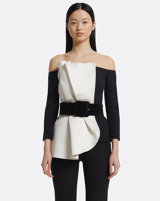 Yuka Top in Ivory On Black