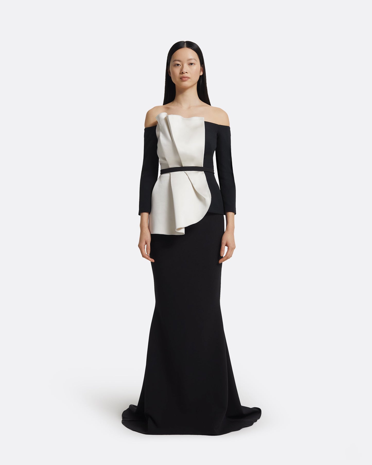 Yuka Top in Ivory On Black