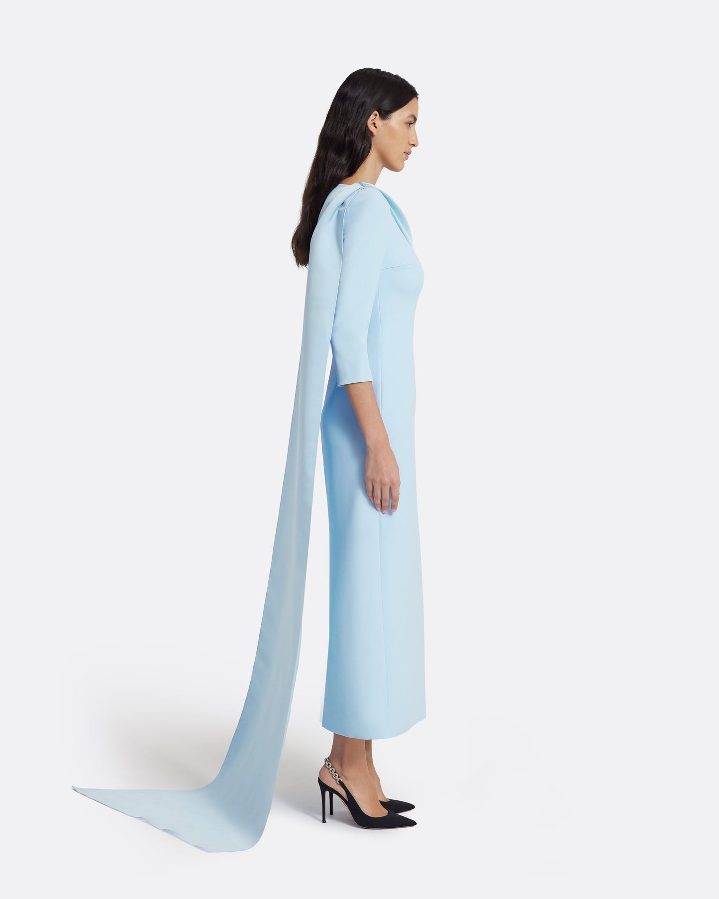 Solenne Midi Dress in Pale Blue