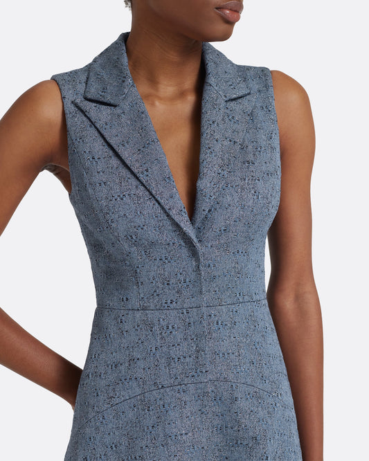 Fifi Midi Dress in Denim Jacquard