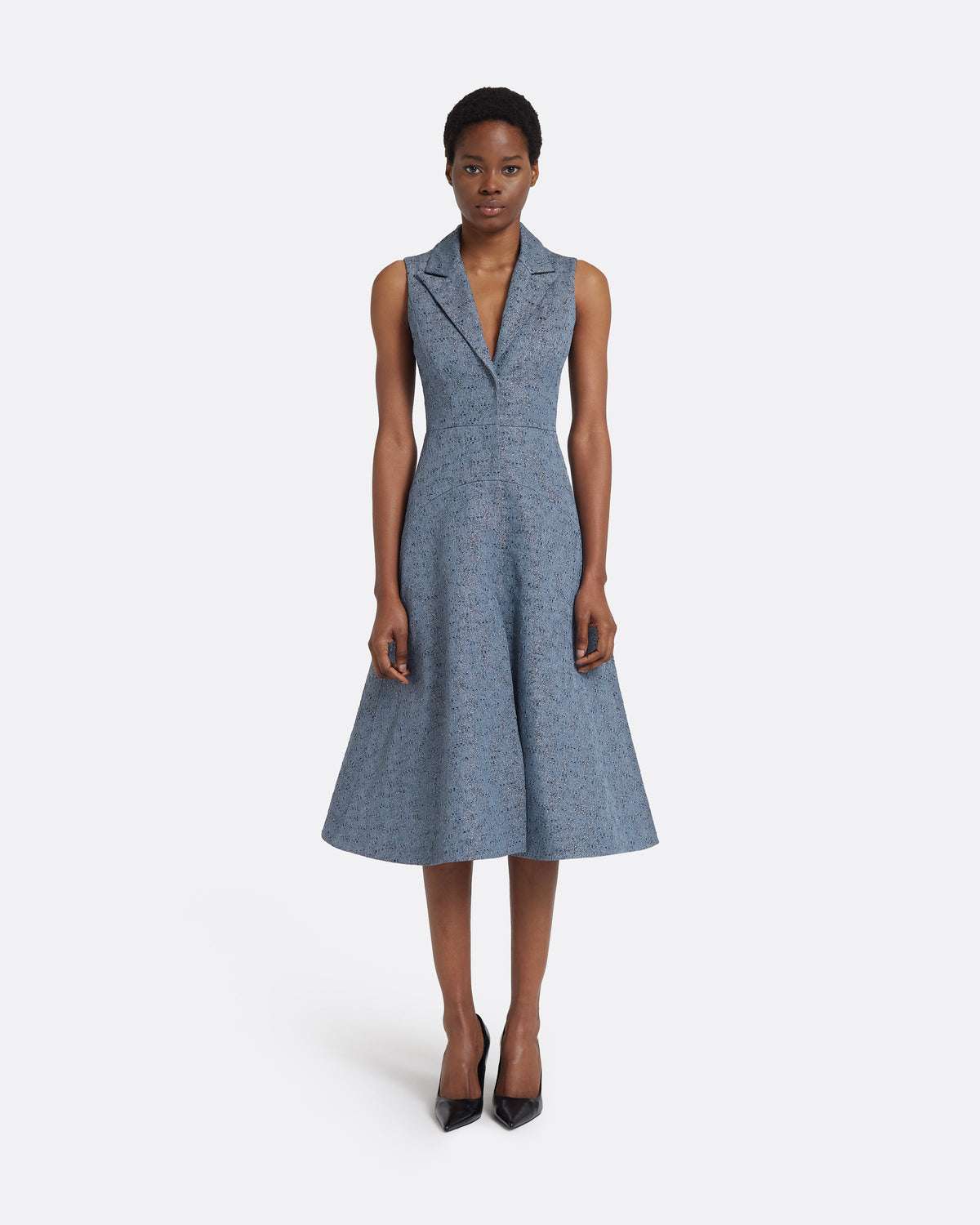 Fifi Midi Dress in Denim Jacquard