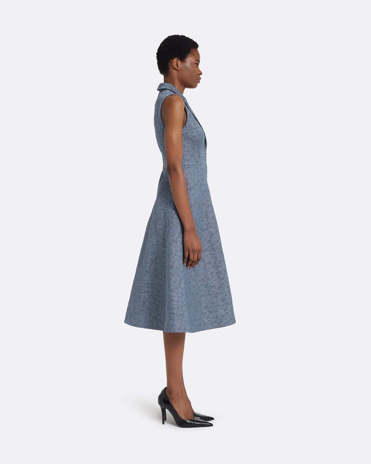 Fifi Midi Dress in Denim Jacquard