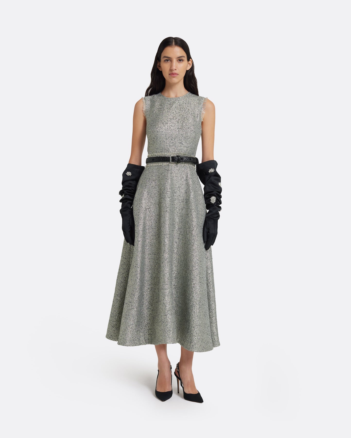 Ornette Midi Dress in Silvery Grey