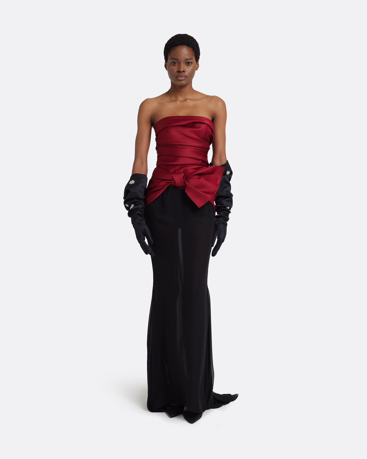 Zafira Long Dress in Swinton and Black