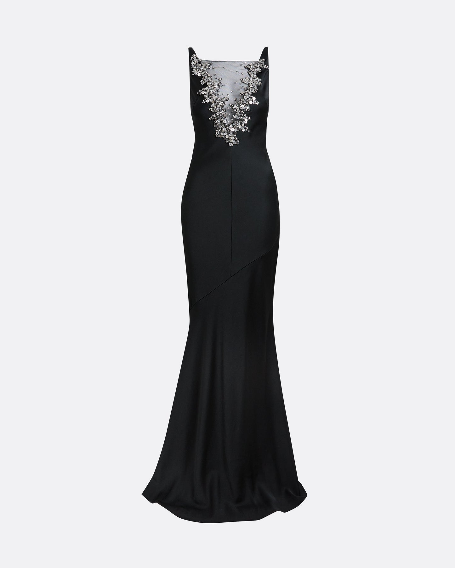 Mela Long Dress in Black with Gunmetal