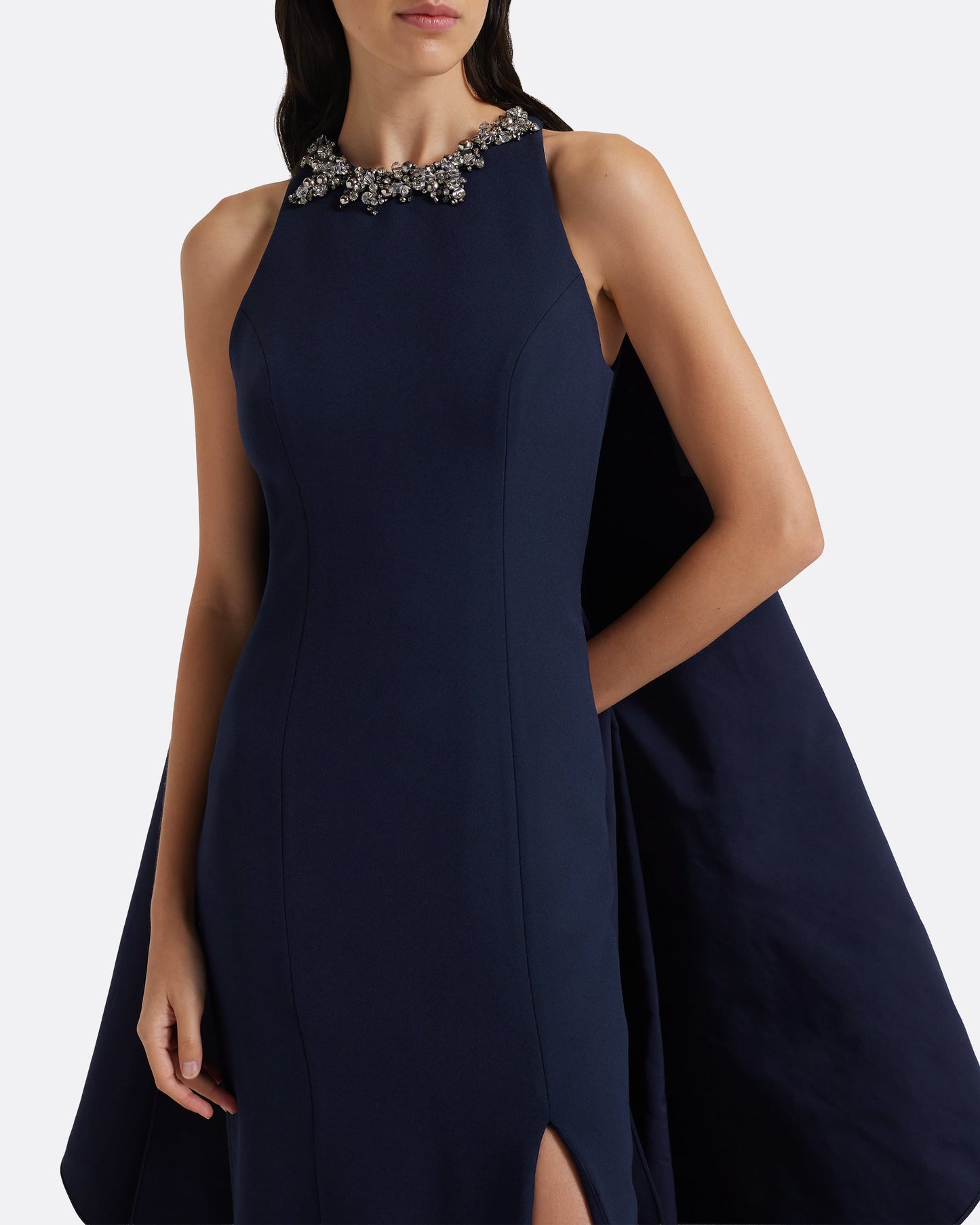 Selena Long Dress in Maritime Blue with Gunmetal