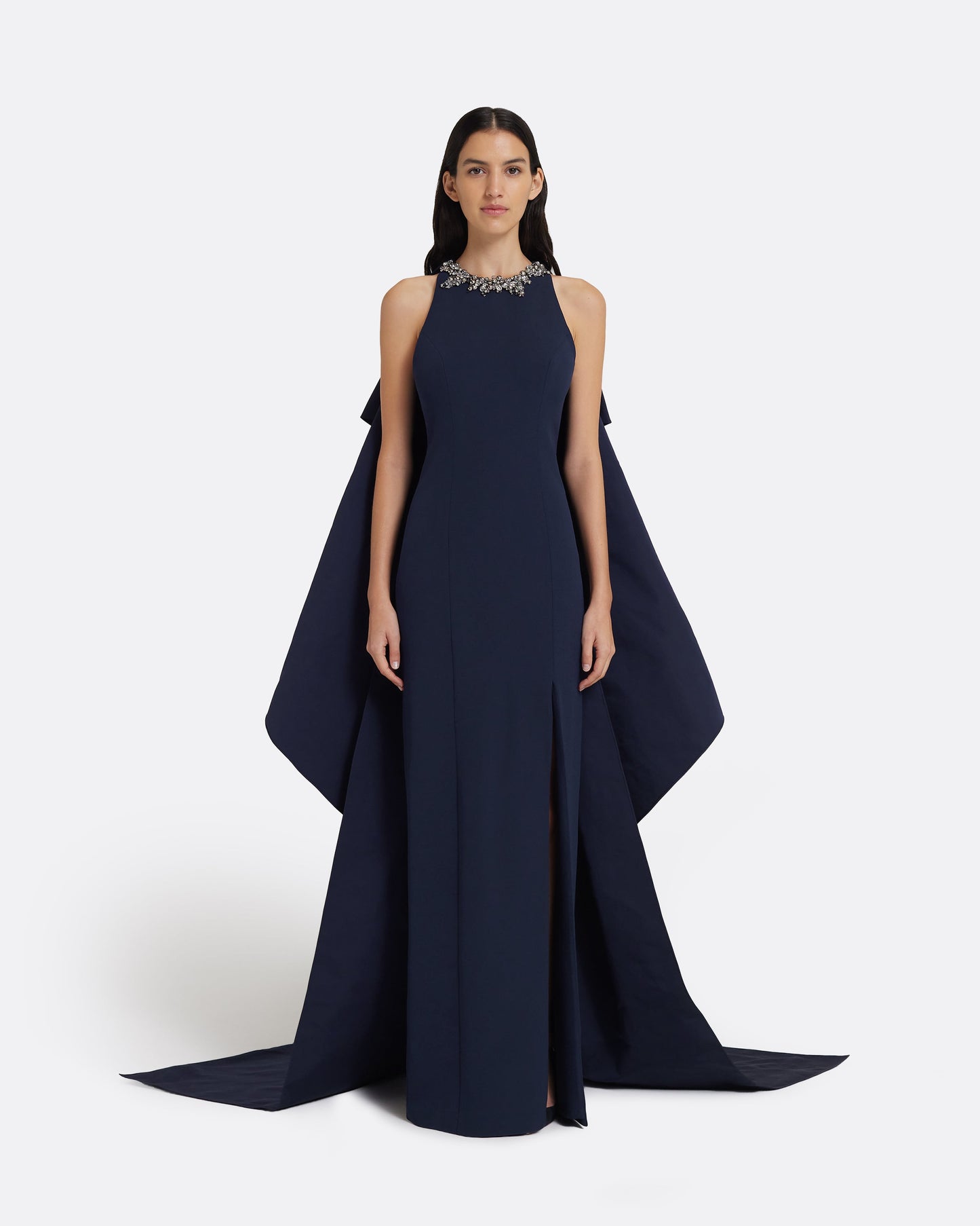 Selena Long Dress in Maritime Blue with Gunmetal
