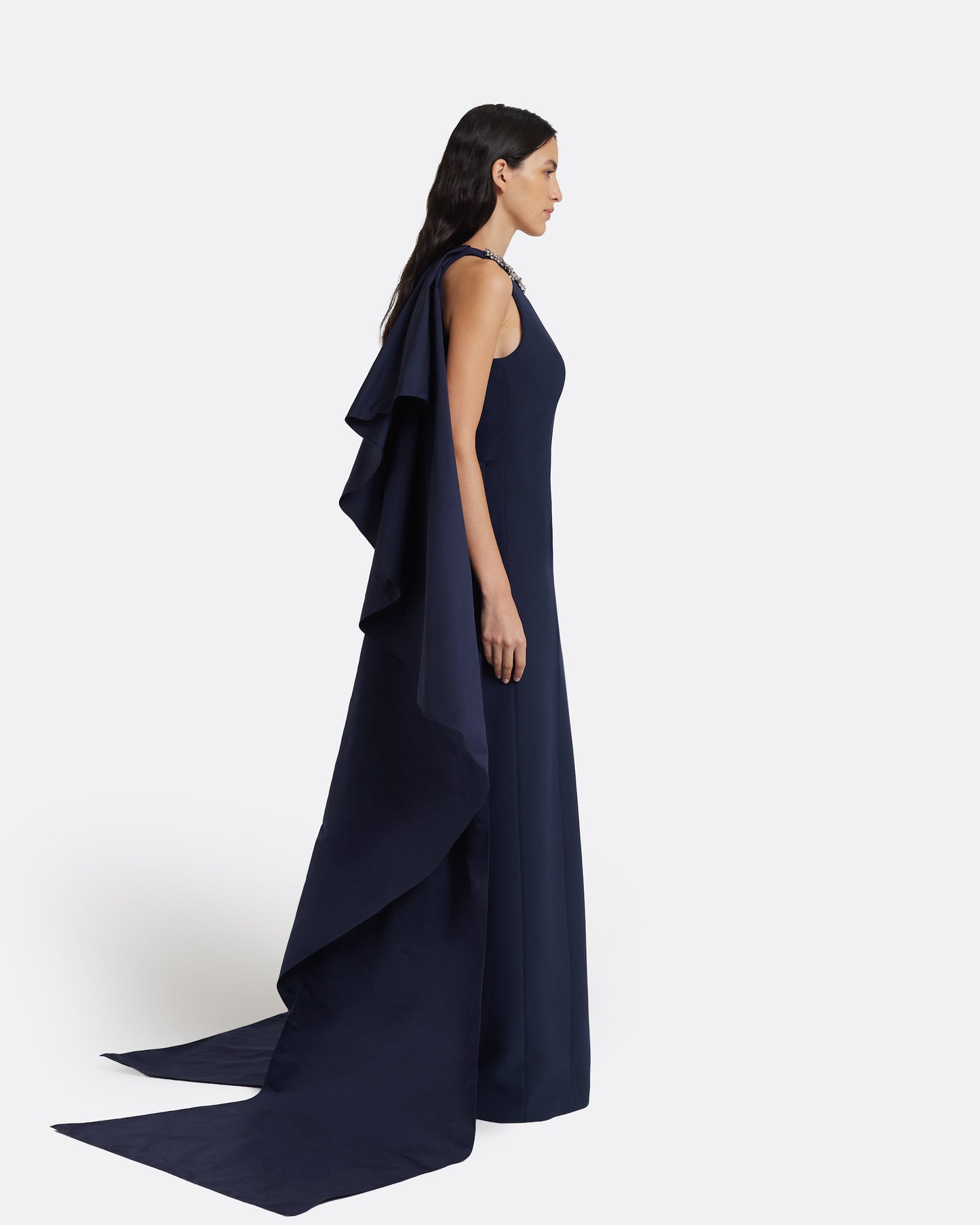 Selena Long Dress in Maritime Blue with Gunmetal