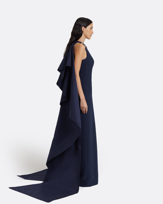 Selena Long Dress in Maritime Blue with Gunmetal