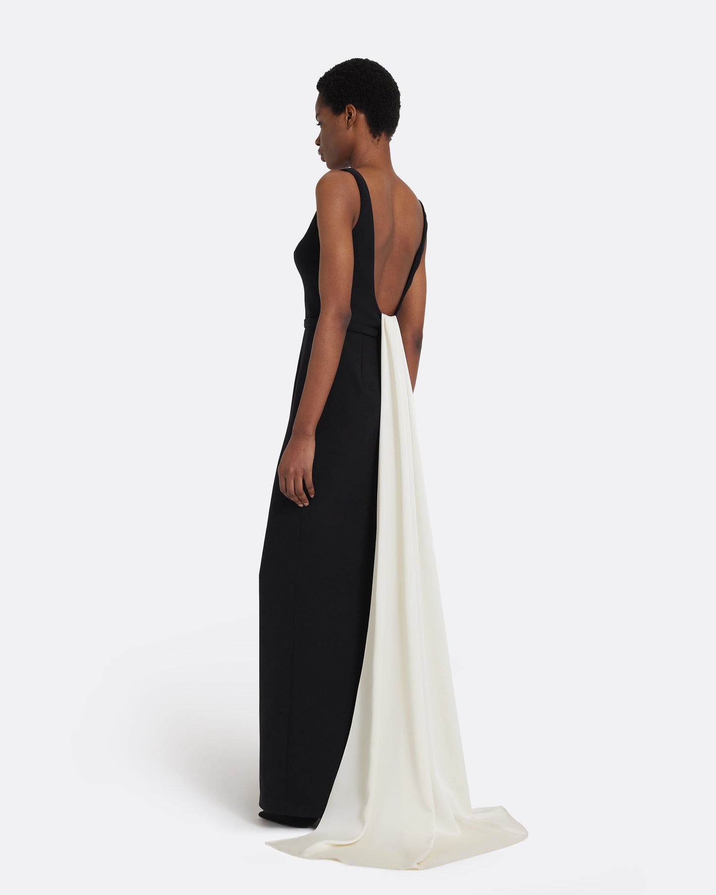 Delphine Long Dress in Black and Sorbet