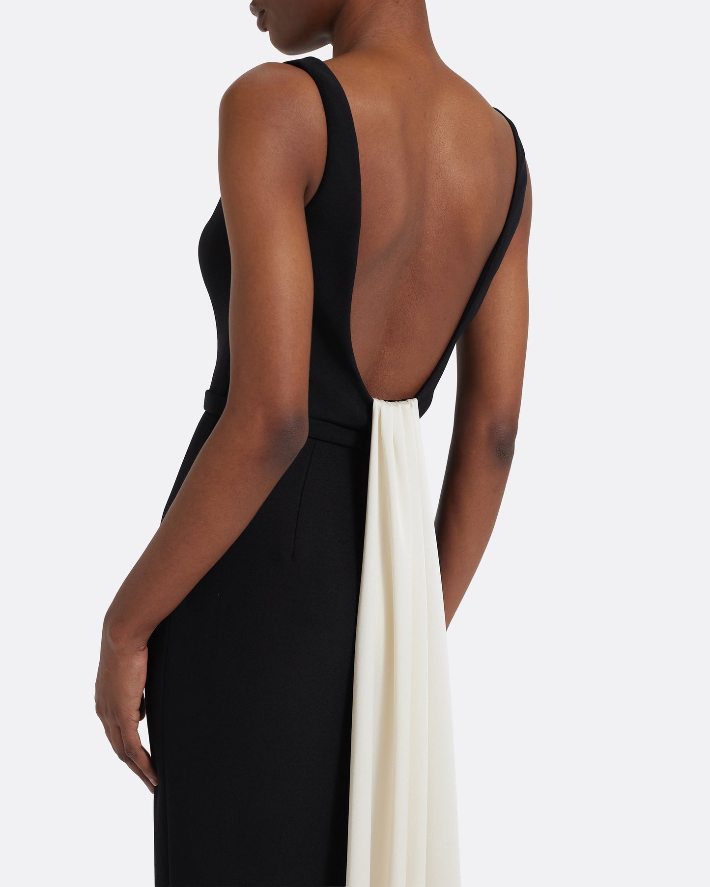 Delphine Long Dress in Black and Sorbet