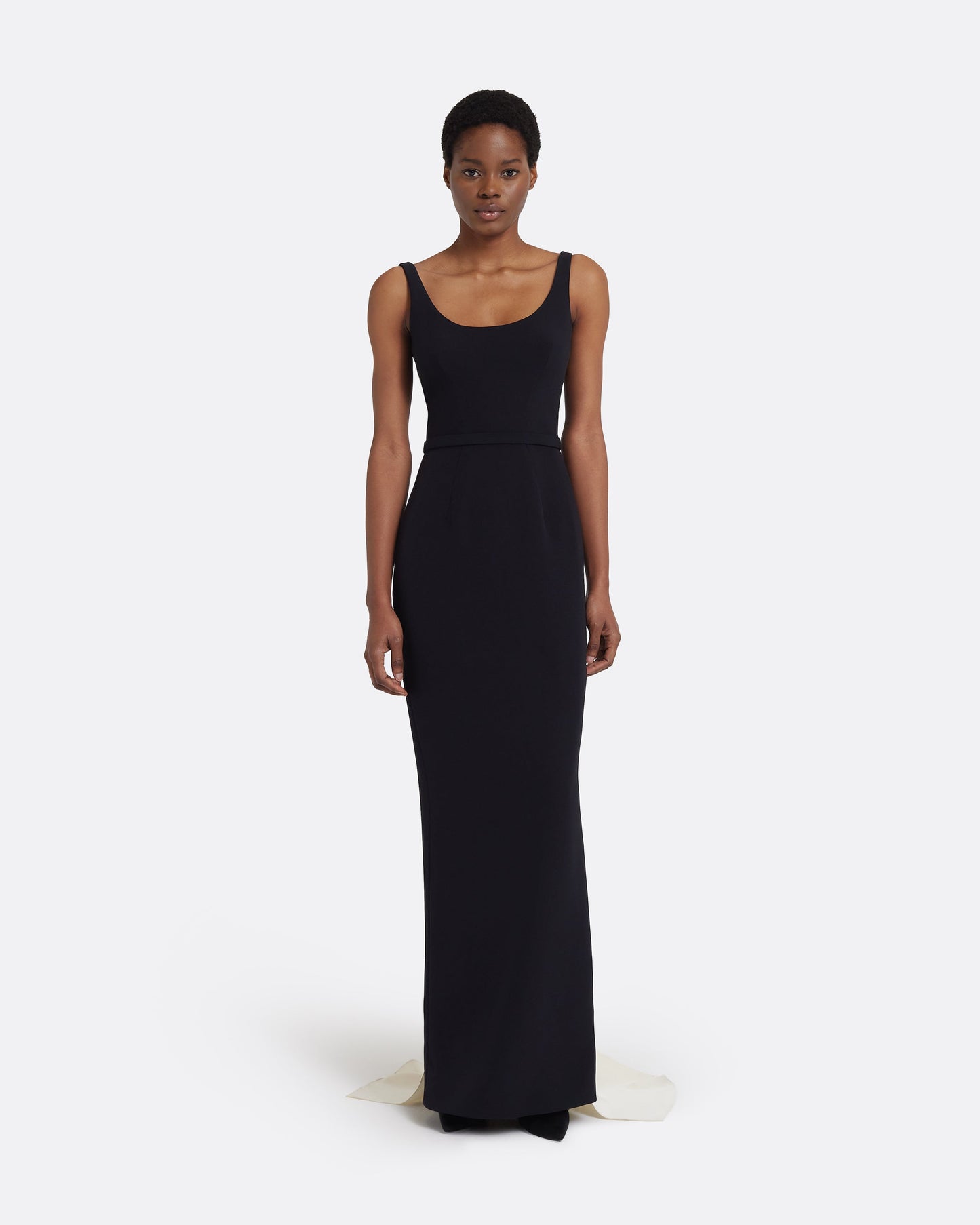 Delphine Long Dress in Black and Sorbet