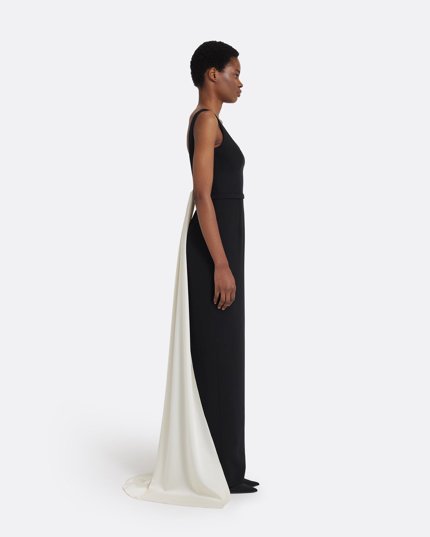 Delphine Long Dress in Black and Sorbet