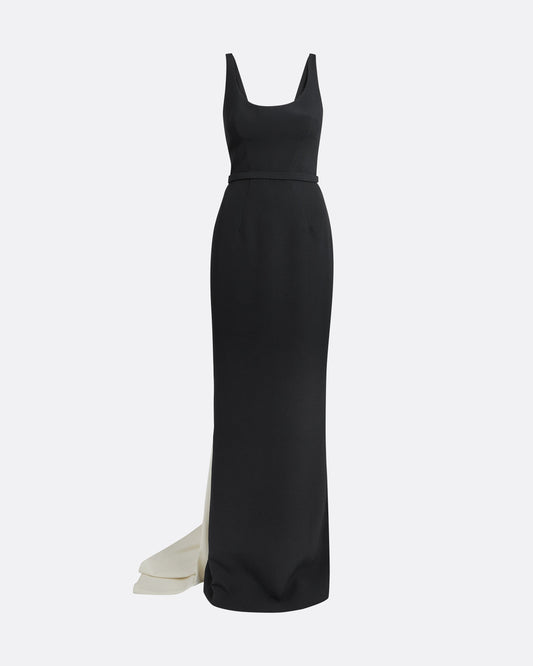 Delphine Long Dress in Black and Sorbet