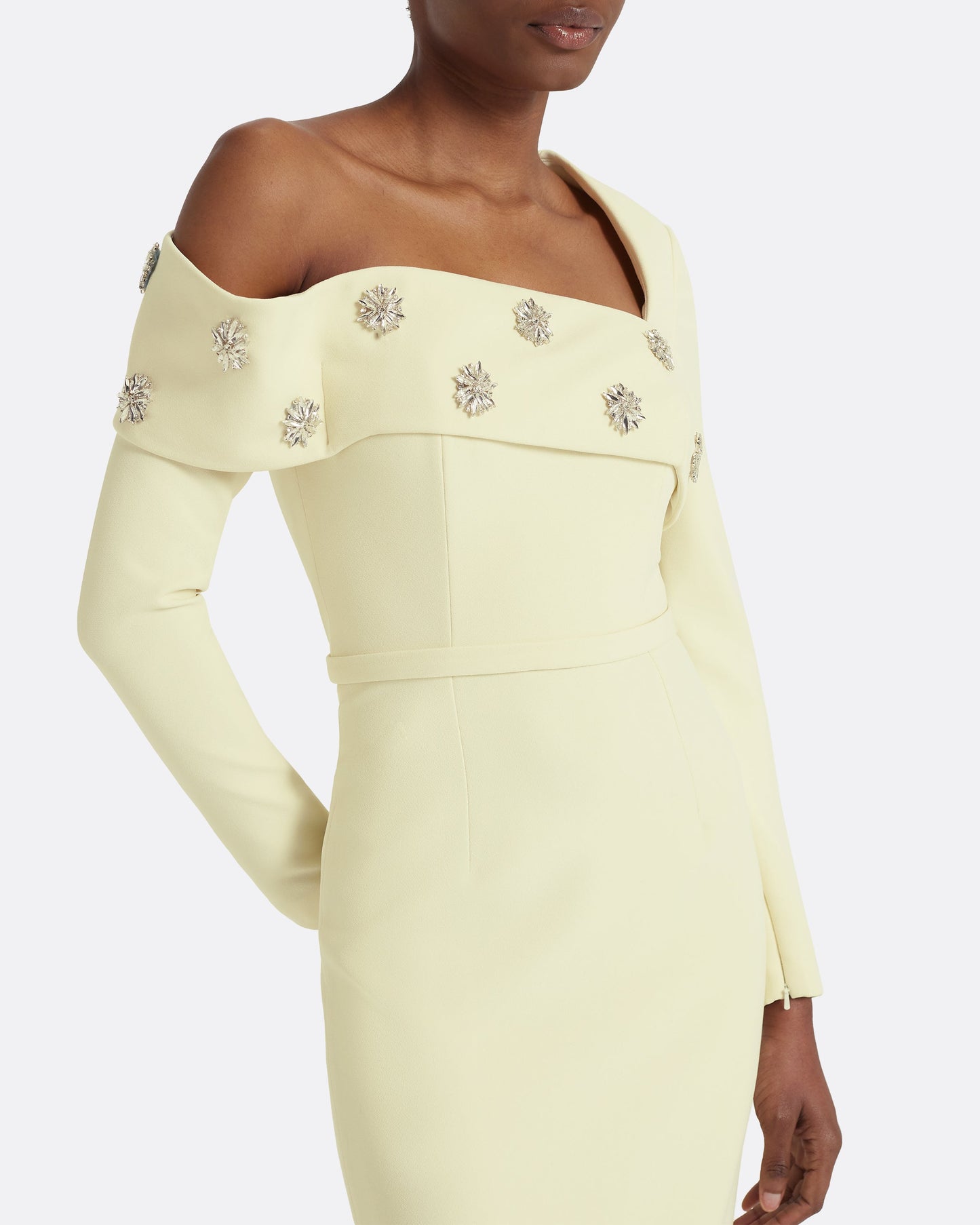 Yemihma Long Dress in Buttermilk with Embroidery