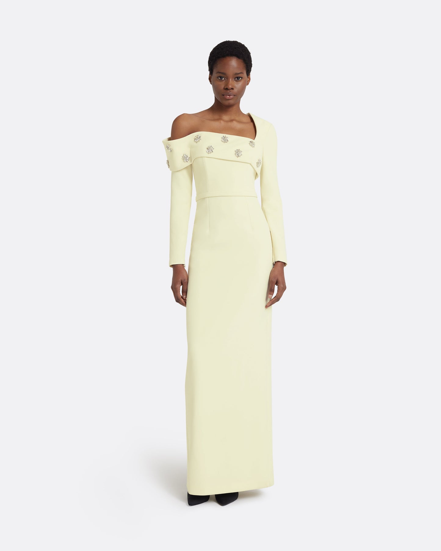 Yemihma Long Dress in Buttermilk with Embroidery