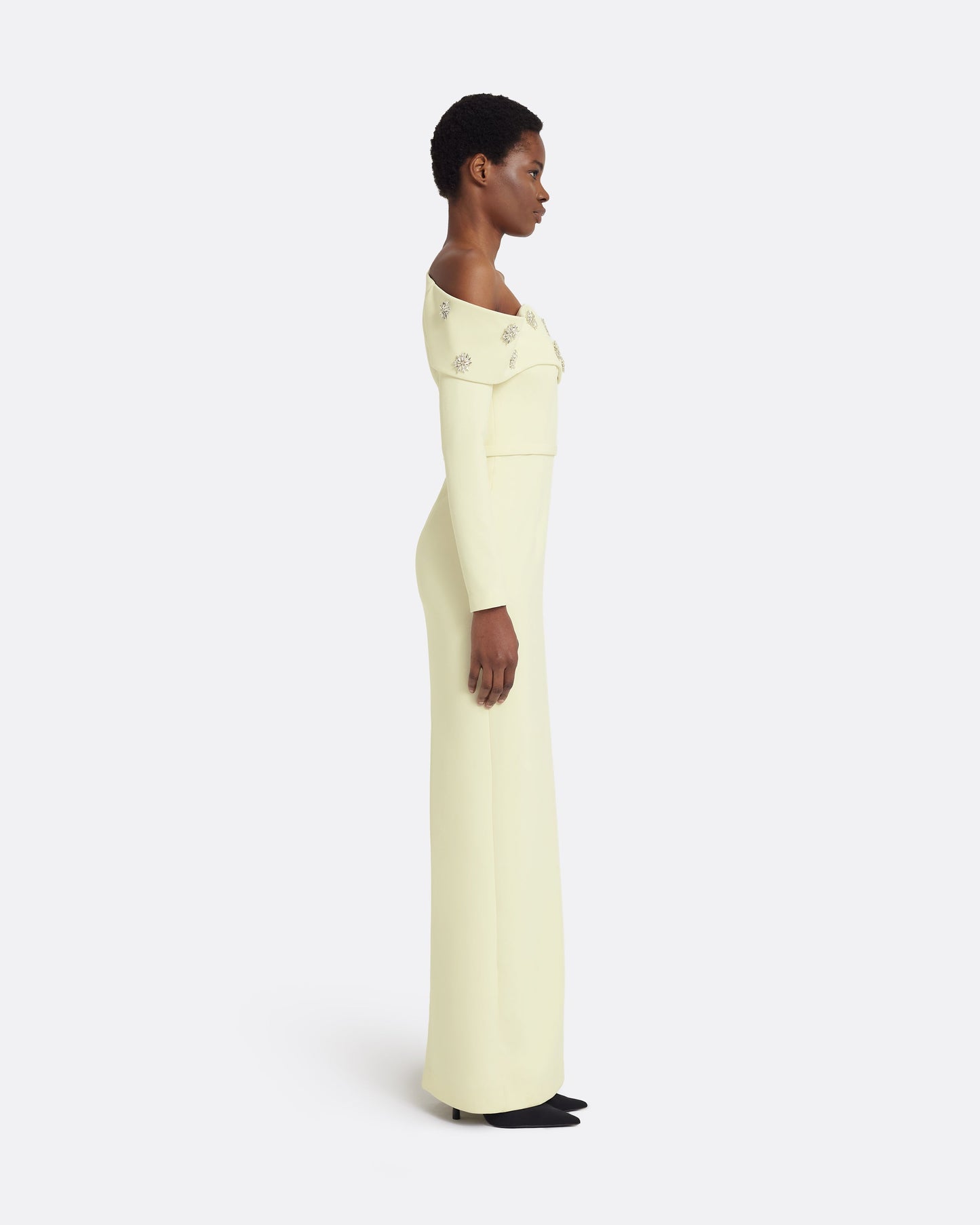 Yemihma Long Dress in Buttermilk with Embroidery