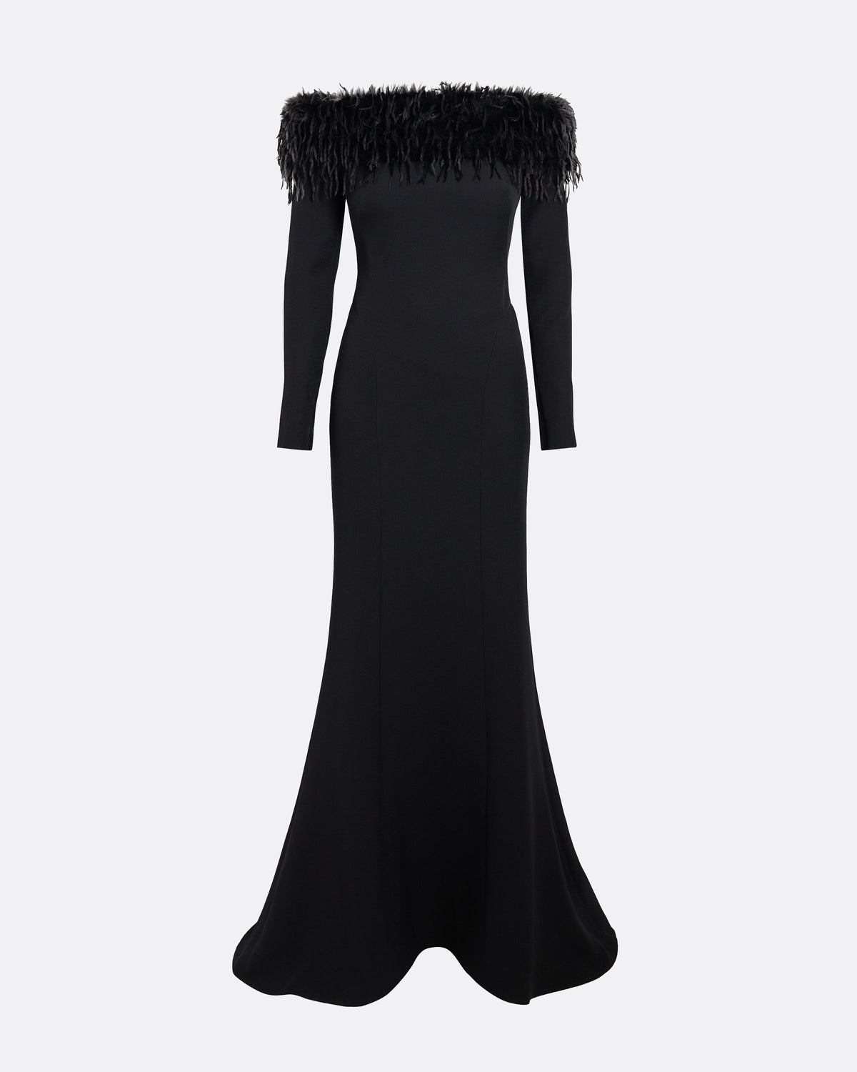 Swoosie Long Dress in Black with Fur