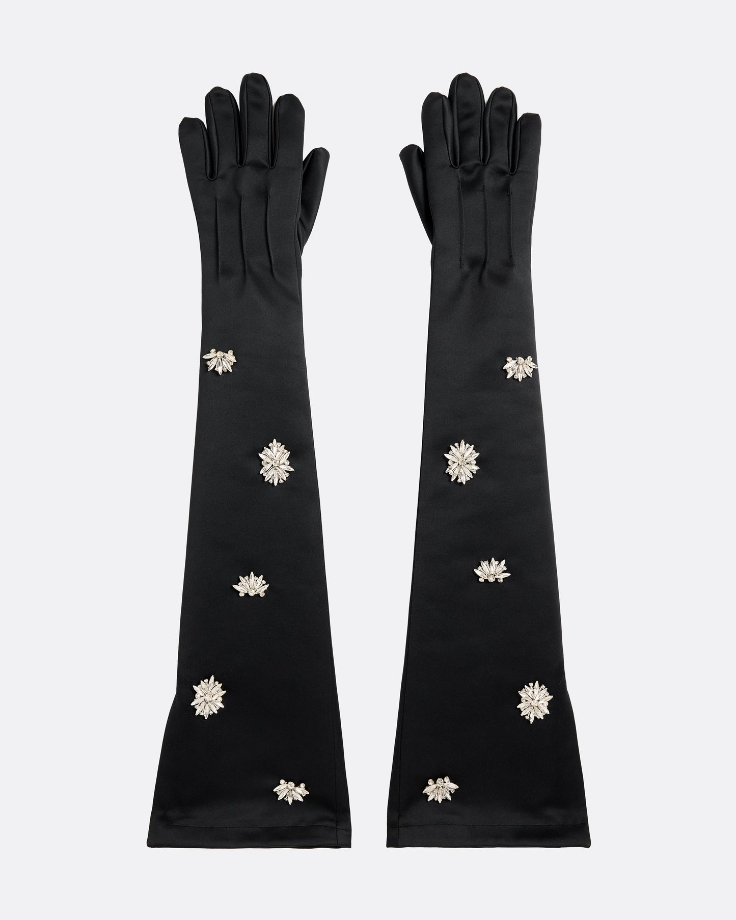 Elda Gloves in Black with Crystal