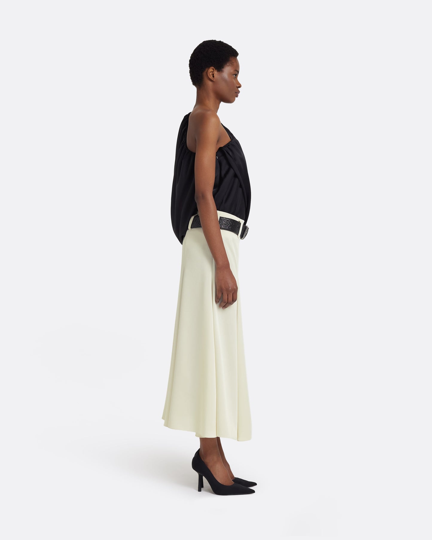 Nuala Skirt in Sorbet with Coated Tweed Belt