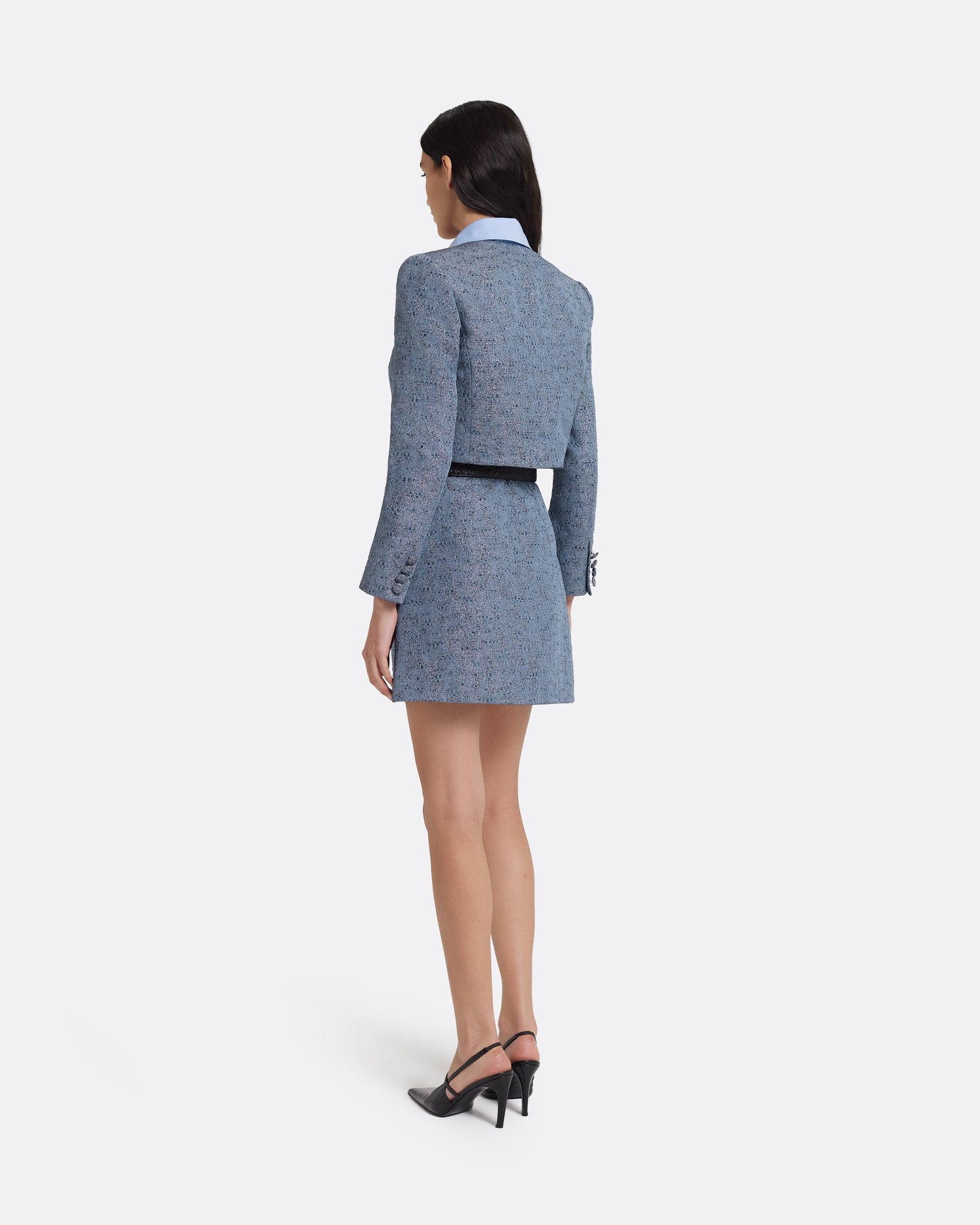 Estoria Mini Skirt in Denim Jacquard