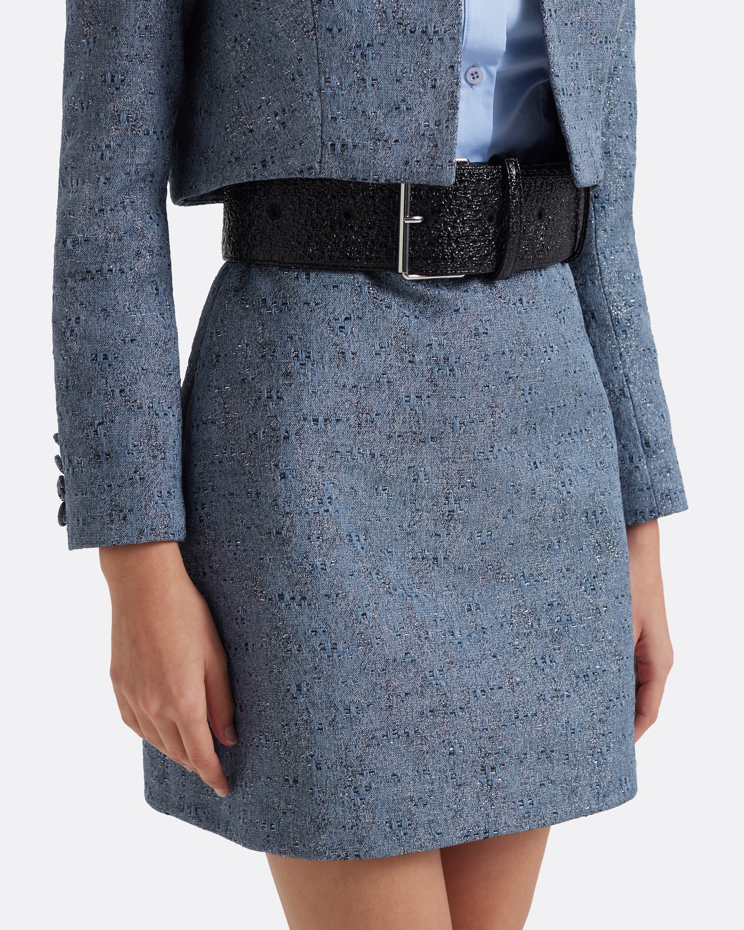 Estoria Mini Skirt in Denim Jacquard