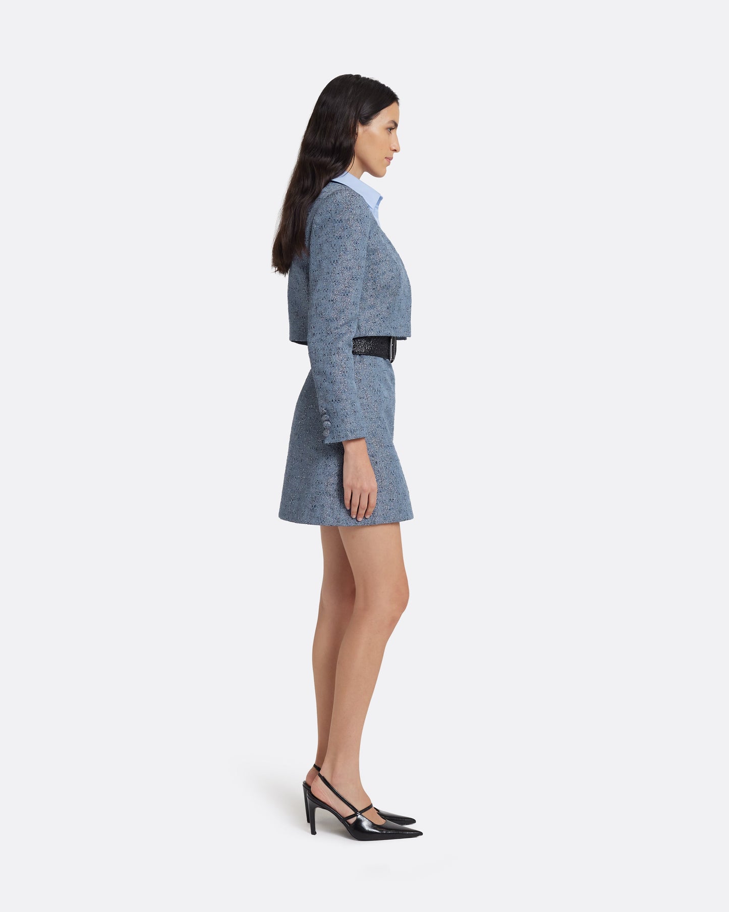Estoria Mini Skirt in Denim Jacquard