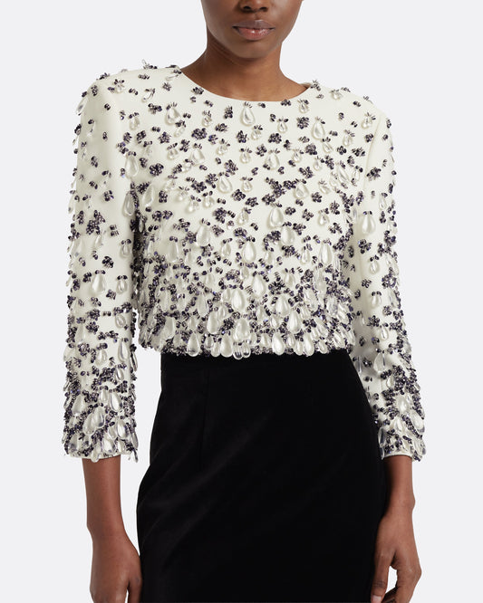 Astra Top in Ivory with Embellishment