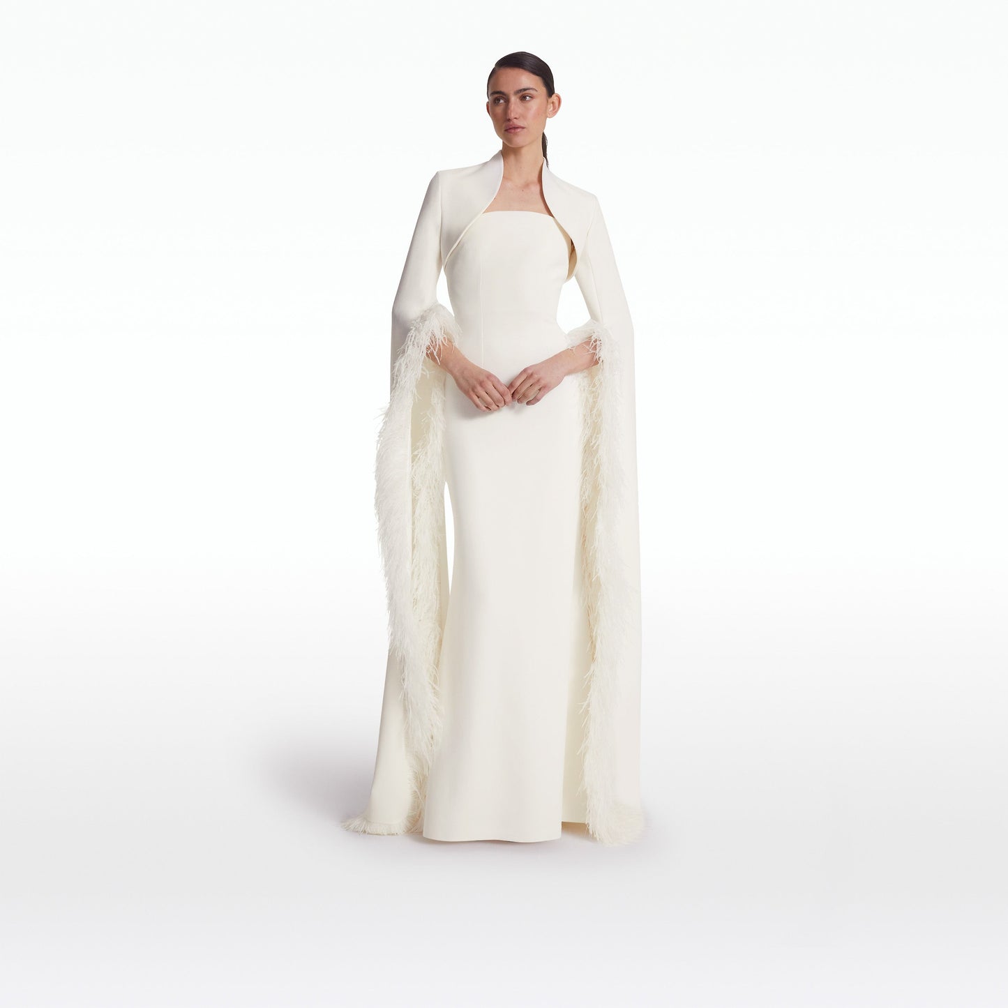 Amari Ivory Feather-Trimmed Bolero And Soshin Dress