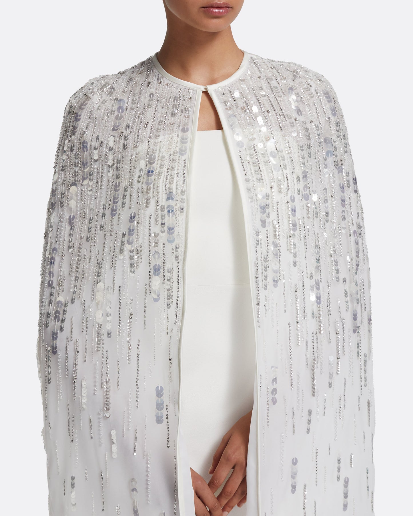 Greta Cape in Ivory with Crystal Embellishment
