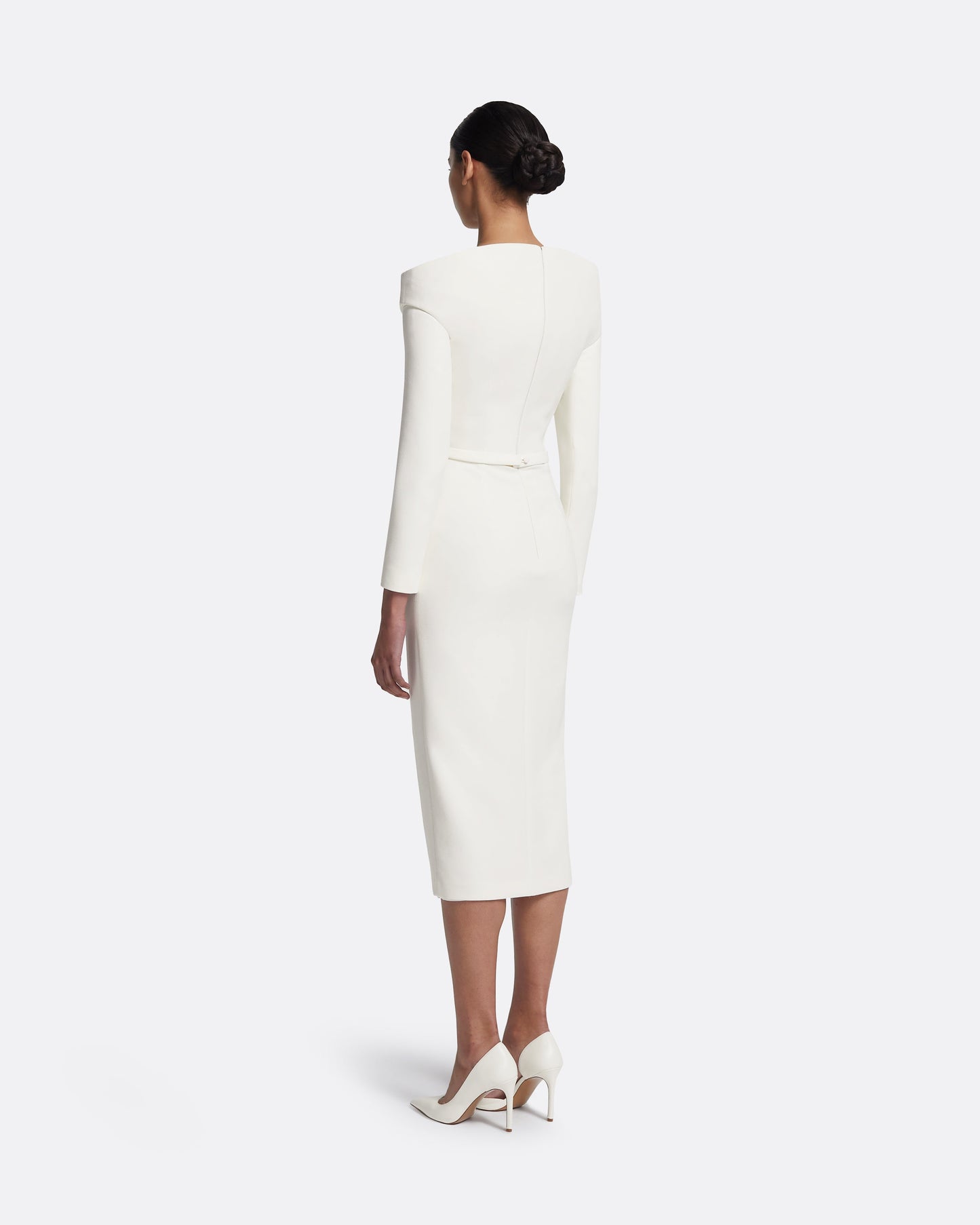 Asuman Midi Dress in Ivory with Pearl Embroidery