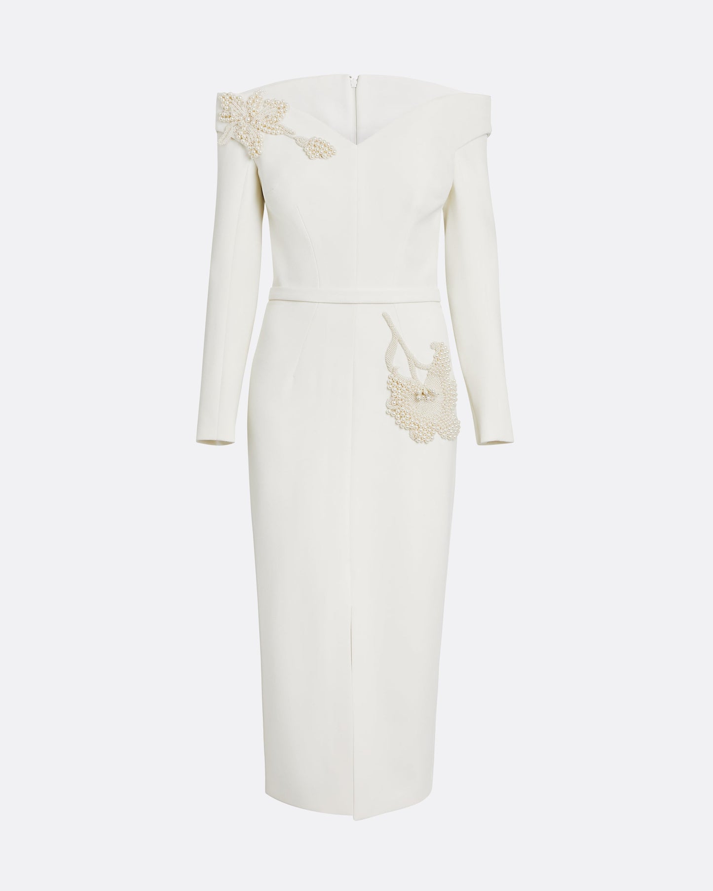 Asuman Midi Dress in Ivory with Pearl Embroidery