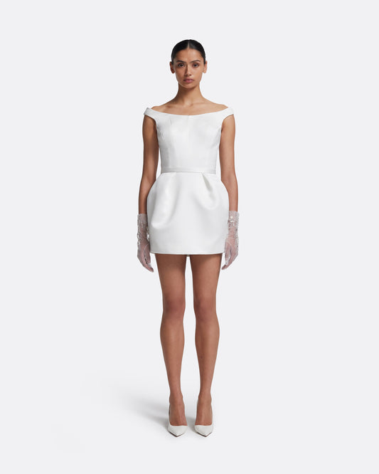 Senka Short Dress in Porcelain