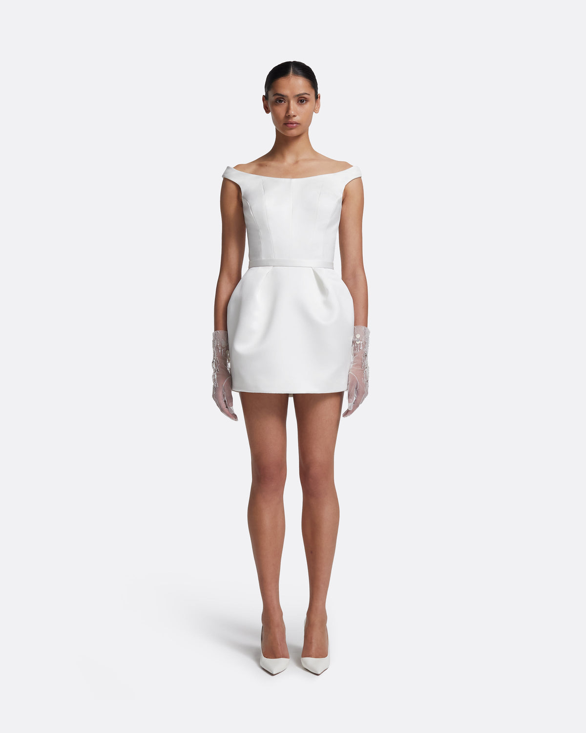 Senka Short Dress in Porcelain