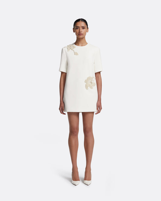 Ripley Short Dress in Ivory with Pearl