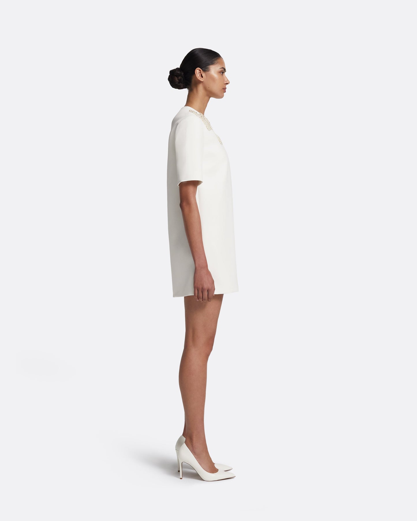 Ripley Short Dress in Ivory with Pearl
