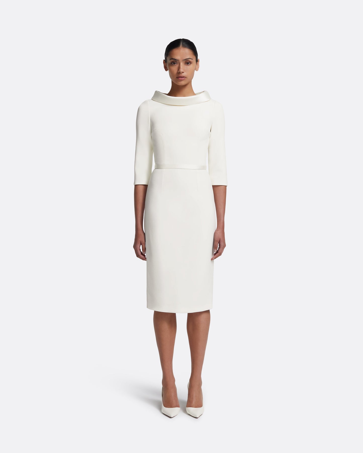 Safiyaa - Meryl Midi Dress in Ivory FR46 - US14 - UK18 Safiyaa - Meryl Midi Dress in Ivory FR46 - US14 - UK18