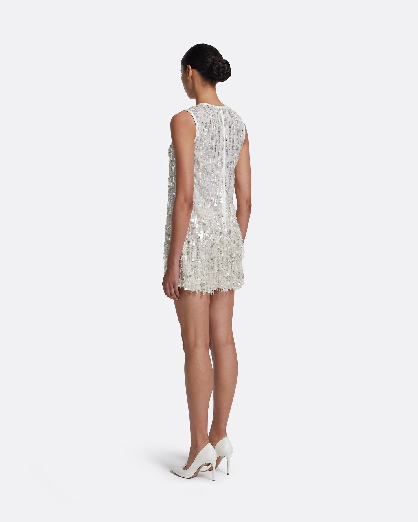 Ariana Short Dress in Ivory with Crystal Embellishment