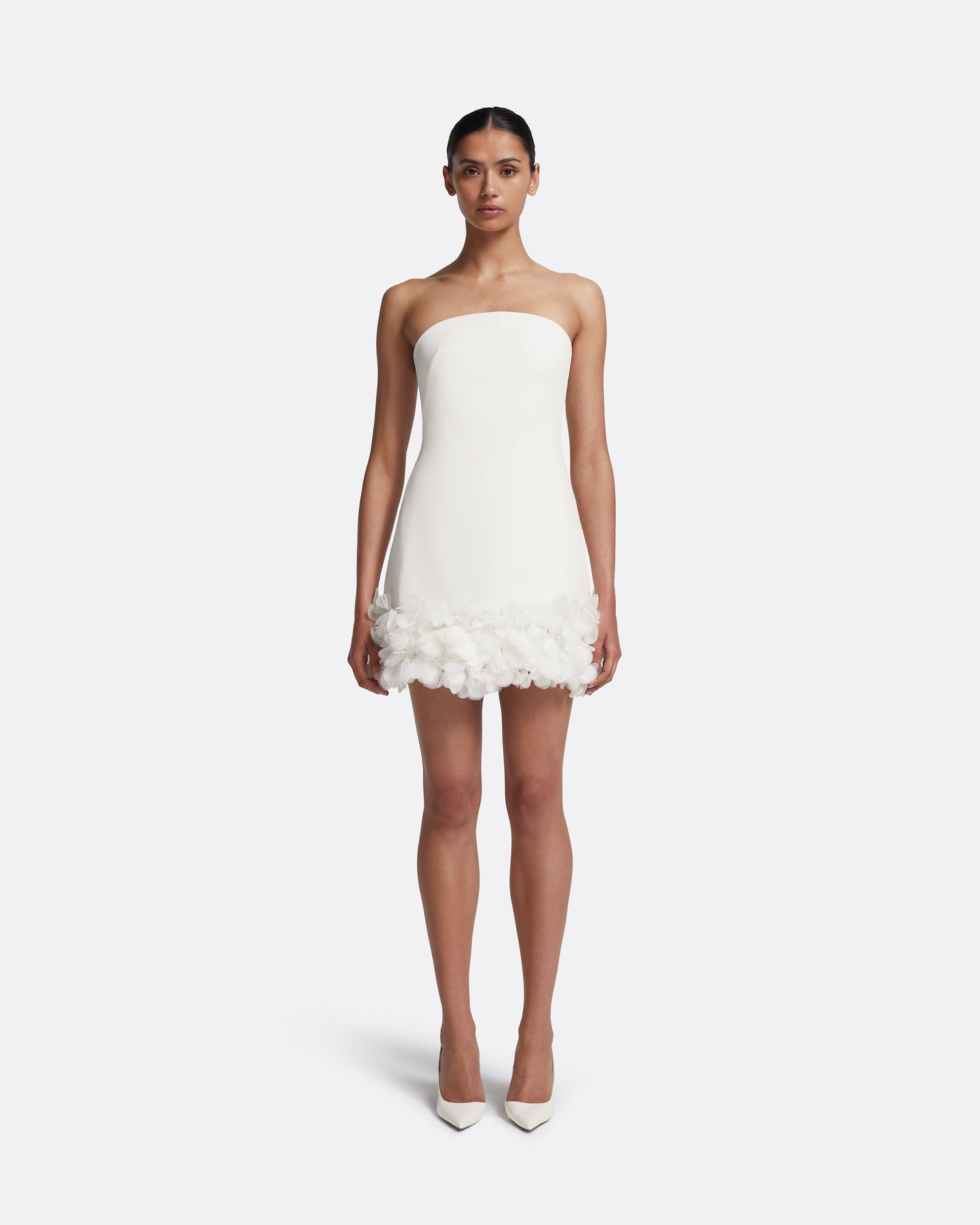 Rowan Short Dress in Ivory with Ivory Appliqu FR42 - US10 - UK14 Rowan Short Dress in Ivory with Ivory Appliqu FR42 - US10 - UK14