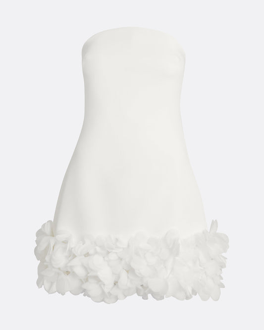 Rowan Short Dress in Ivory with Ivory Appliqué
