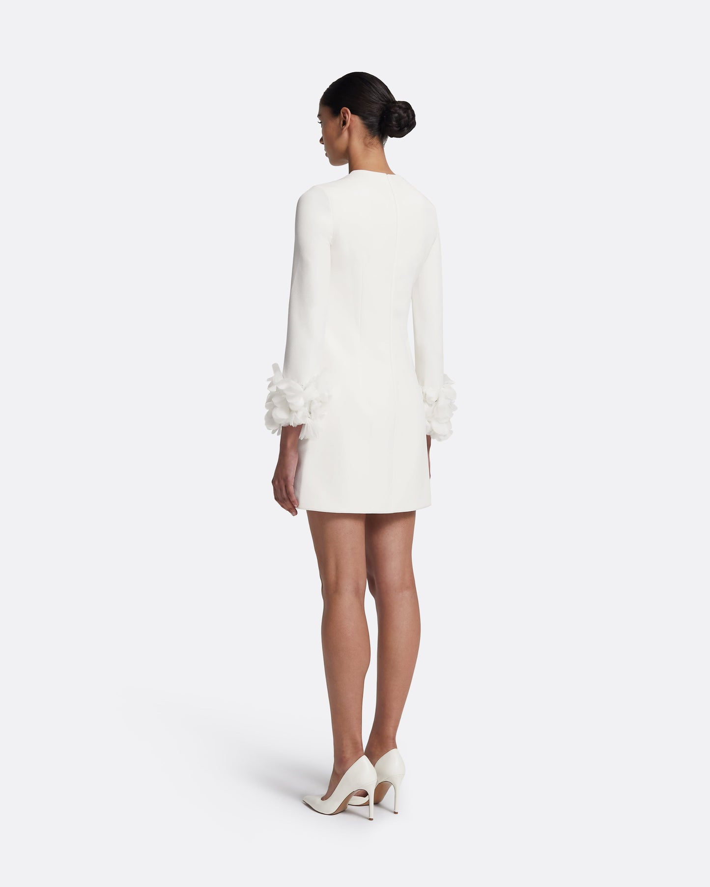 Reffie Short Dress in Ivory with Ivory Appliqué