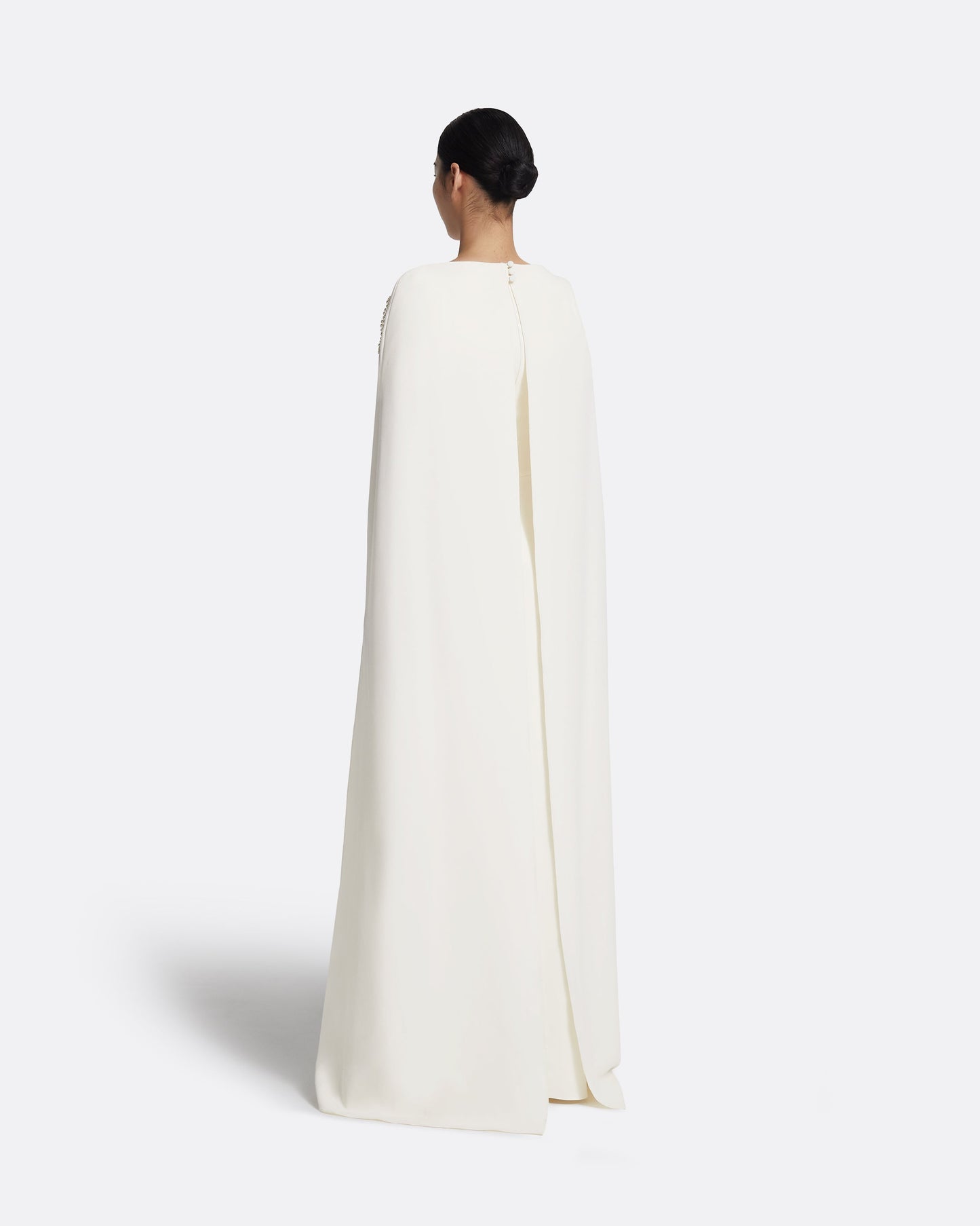 Yuna Long Dress in Ivory with Pearl