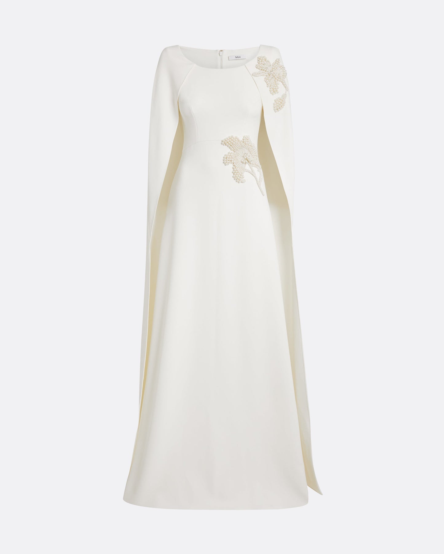 Yuna Long Dress in Ivory with Pearl