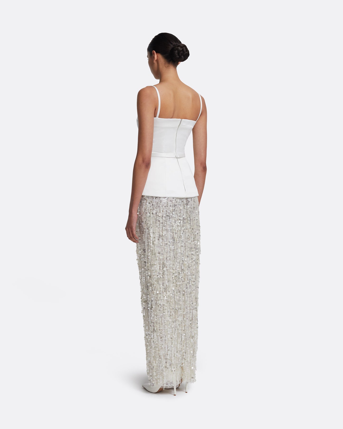 Saori Long Dress in Crystal on Porcelain