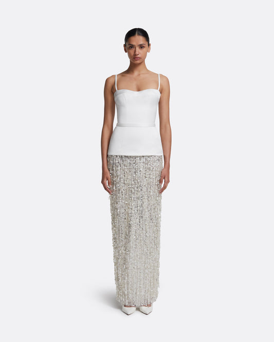 Saori Long Dress in Crystal on Porcelain