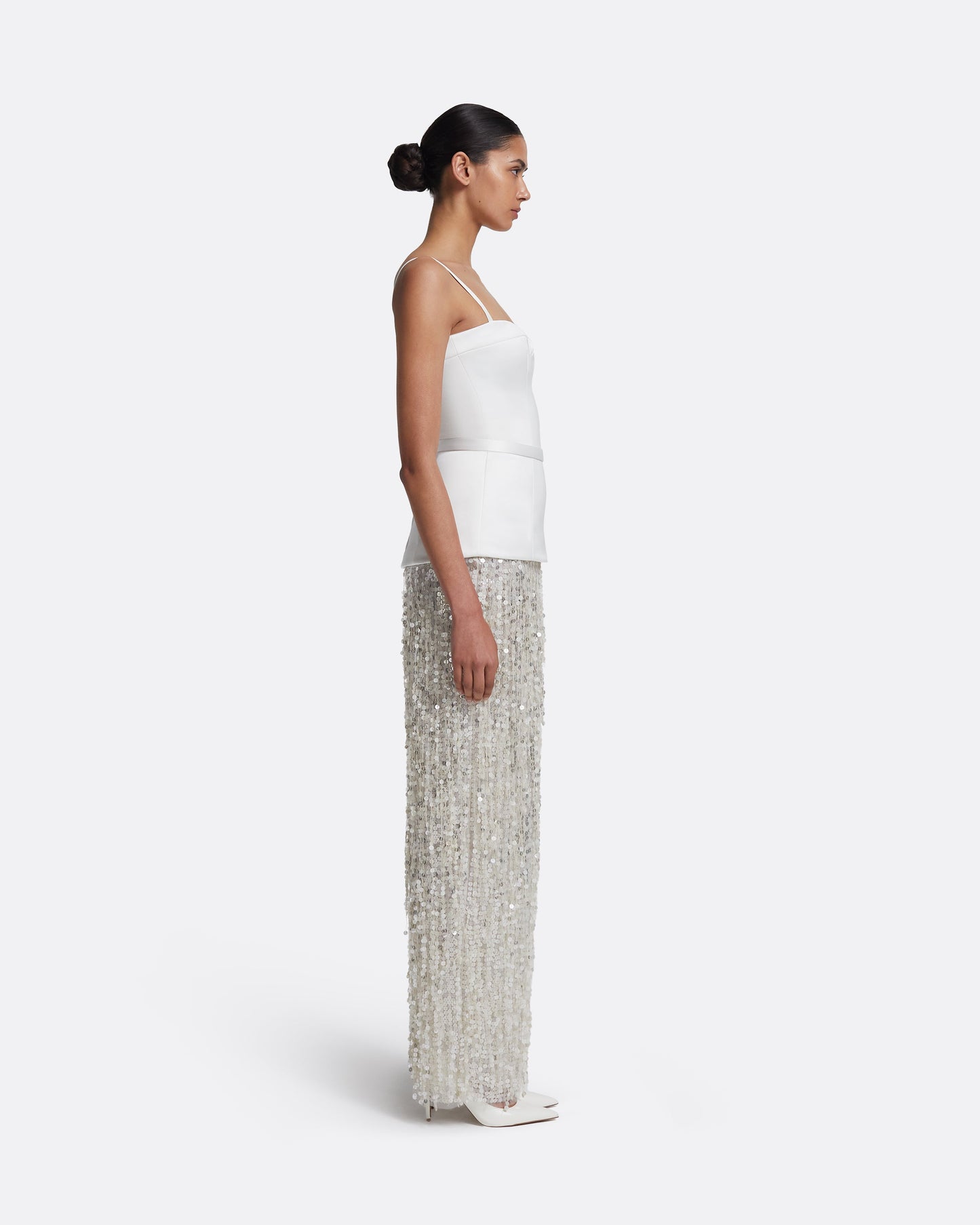 Saori Long Dress in Crystal on Porcelain