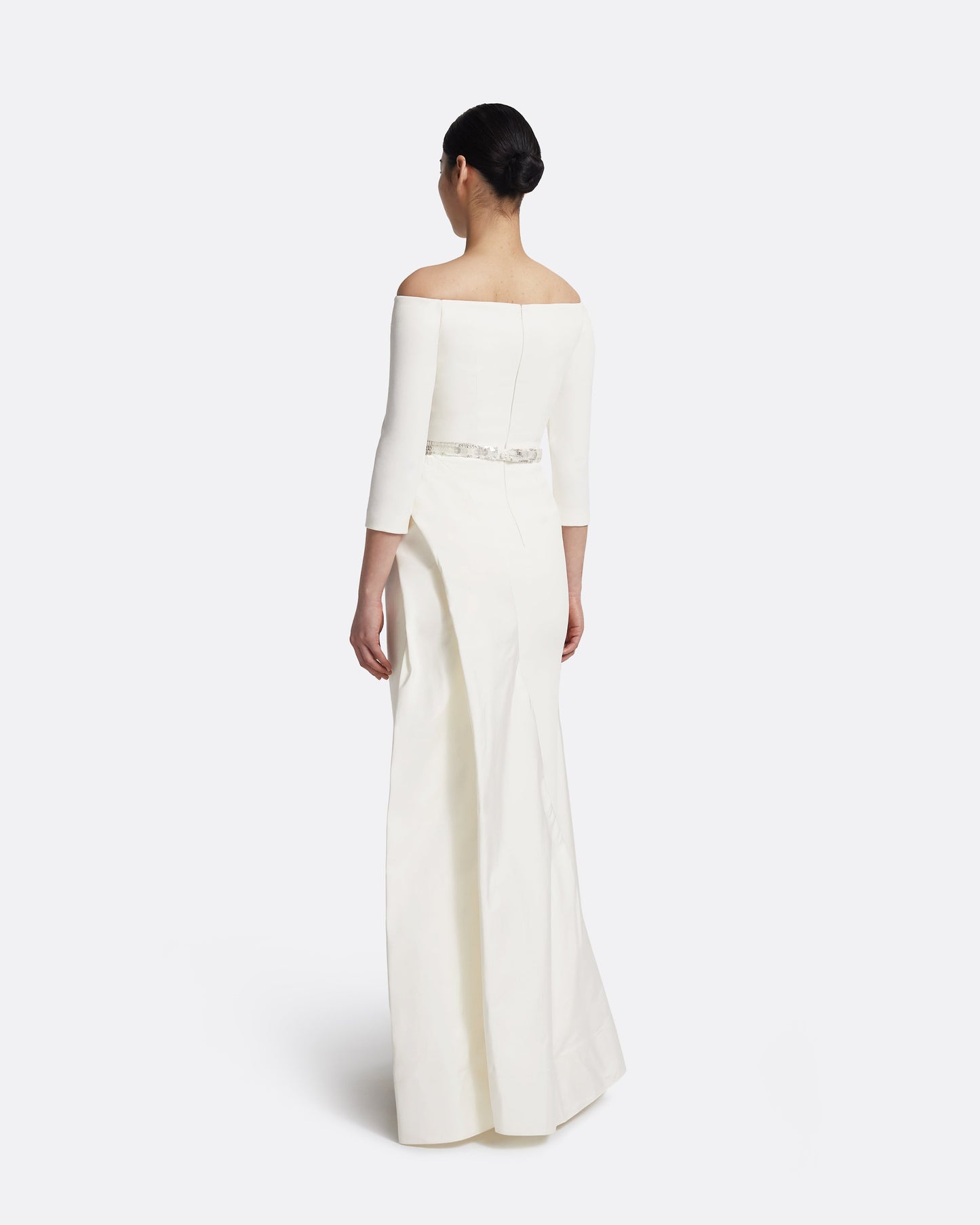 Nila Long Dress in Ivory with Crystal